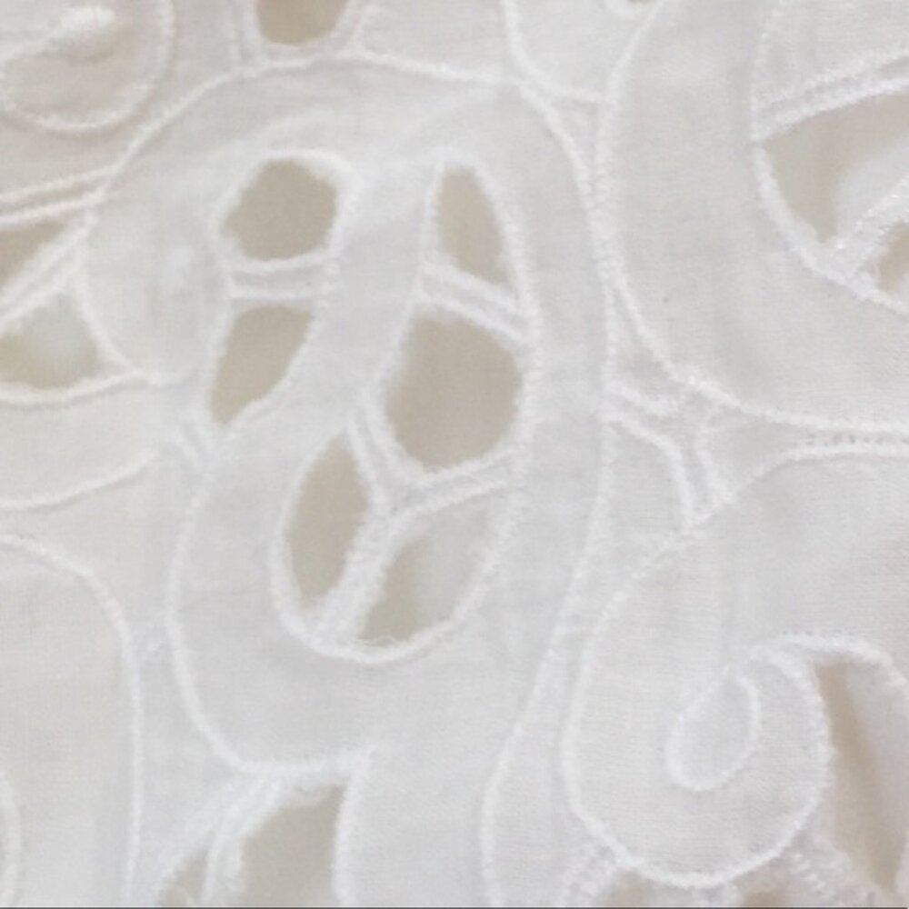 Joie Eyelet Lace Shirt Short Sleeve Crew Top Blouse Neutral White Lined Sheer S - Picture 14 of 14